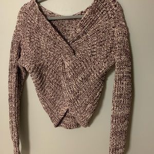 Melrose and Market Mauve Knit Cross Sweater